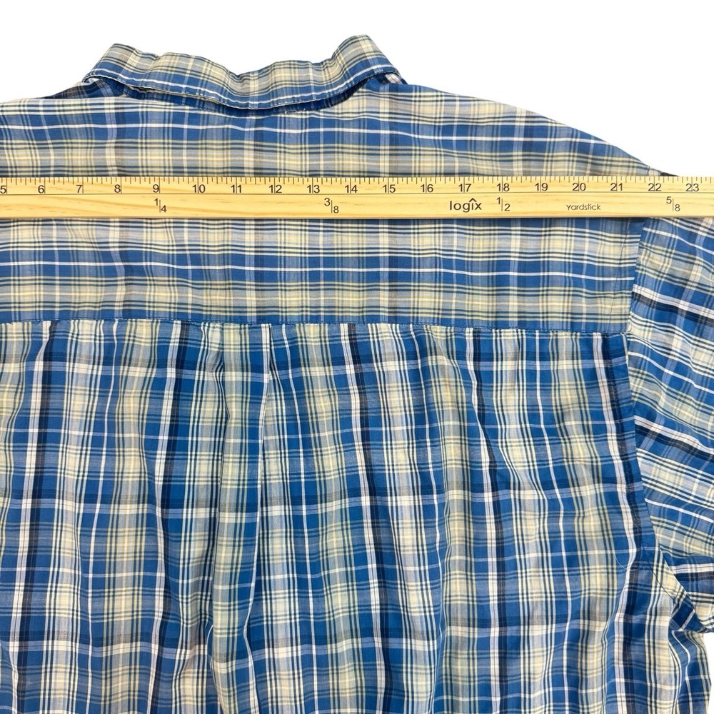 Puritan Wrinkle Resistant Plaid Button Down Blue Men 2XL - Picture 4 of 7